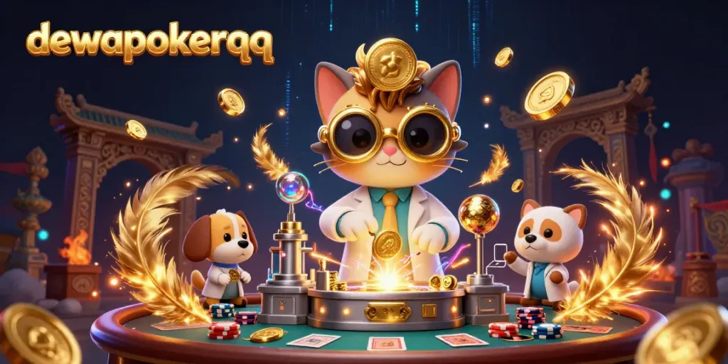 Play poker and win with the vibrant dewapokerqq character scene filled with excitement.