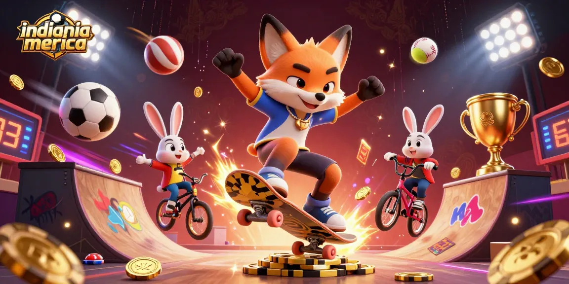 Experience the excitement of indianiamerica, where cartoon characters perform tricks amidst dynamic gambling elements.