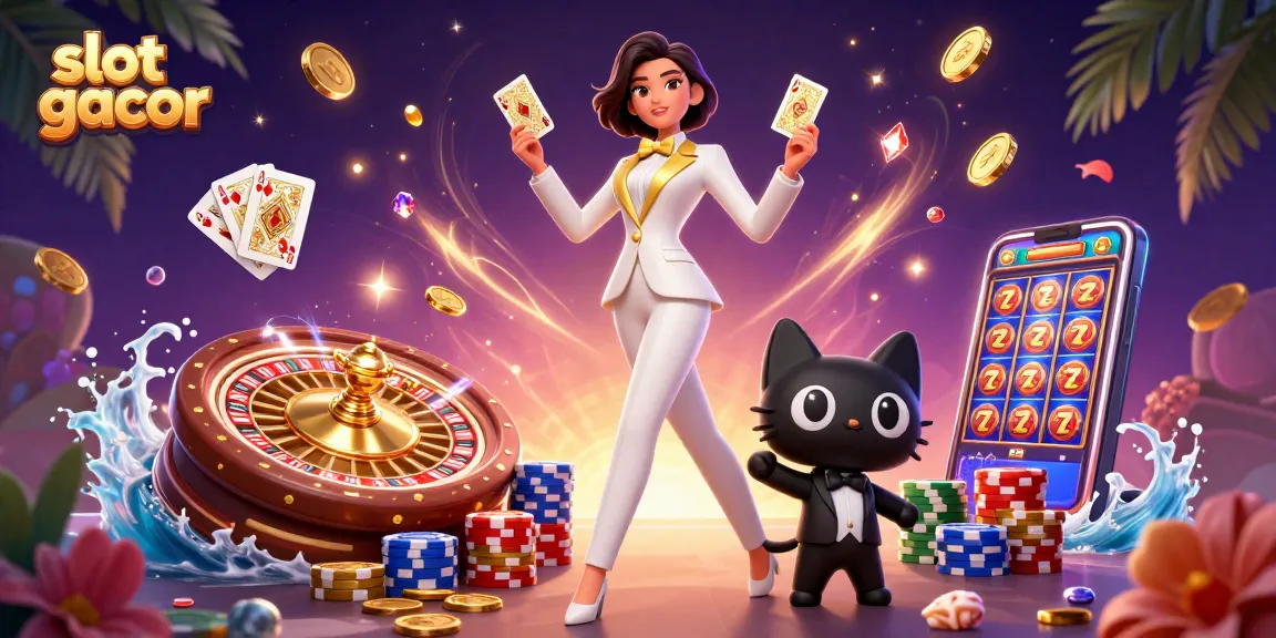 Experience slot gacor thrills with a glamorous dealer and animated casino elements.