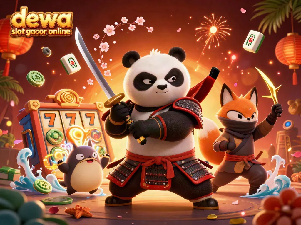 Bermain dengan dewa slot gacor online dalam ilustrasi 3D yang menarik dan penuh warna.