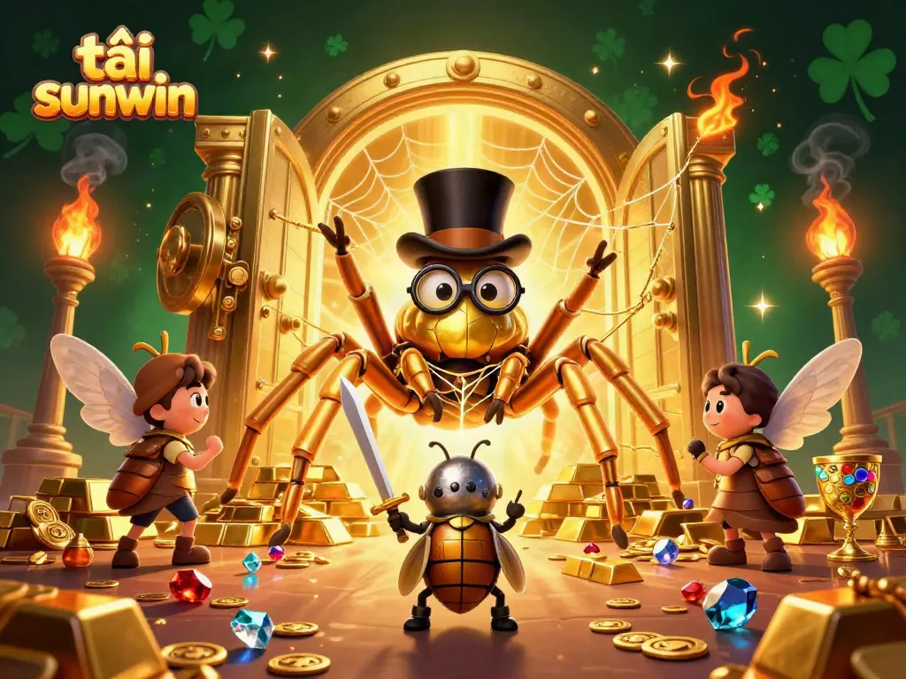 Engage in thrilling gameplay as you tải sunwin with captivating visuals of a golden tarantula and beetle knight.