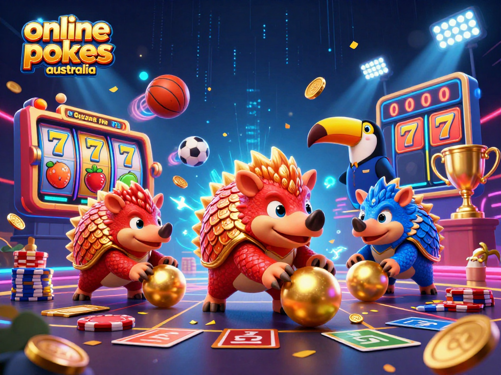 Experience thrilling online pokies australia action with dynamic pangolin characters amidst vibrant gaming elements.