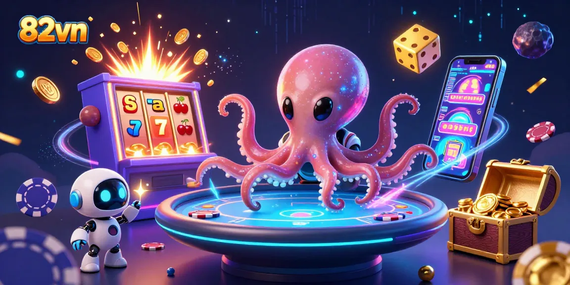 Engage with thrilling casino games at 82vn featuring an alien octopus and high-energy visuals.