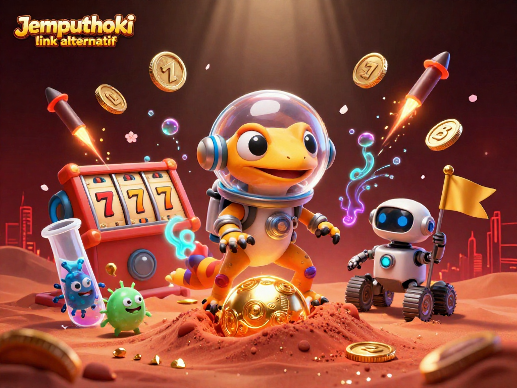Experience excitement with Jemputhoki link alternatif in this vibrant, animated 3D casino scene.