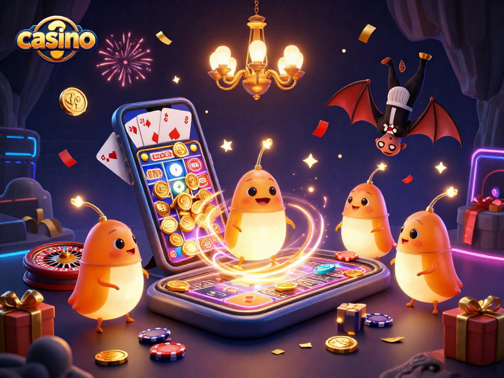Experience an exciting casino scene with glowworms lighting up the atmosphere, enhancing the gaming mystery.
