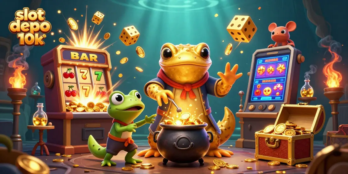 Engage in the excitement of slot depo 10k with 3D characters amidst a vibrant jackpot burst.