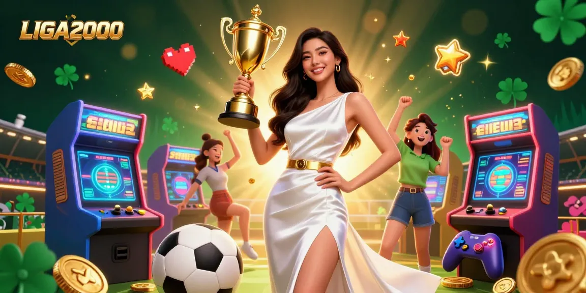 LIGA2000 menyelenggarakan taruhan olahraga dengan pemenang glamor yang memegang trofi di antara elemen kasino.