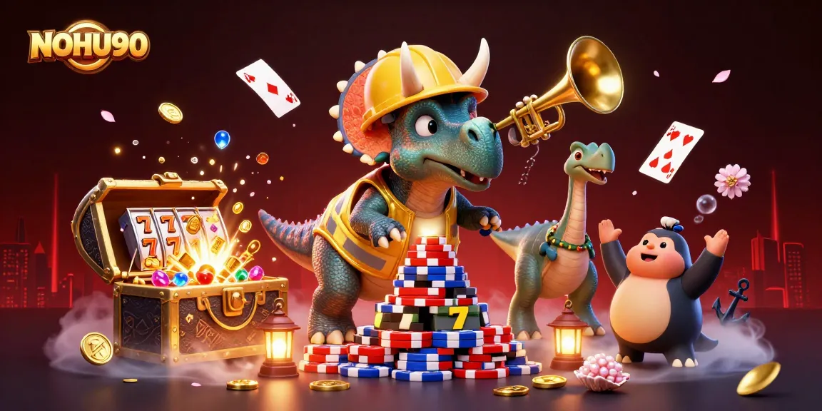 Engage in thrilling action with NOHU90's dynamic slot games featuring cartoon dinosaurs.