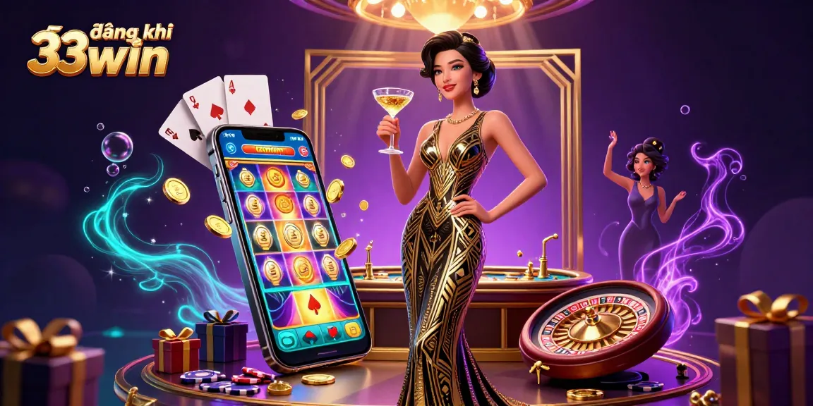 Experience đăng ký 33win with a glamorous digital casino scene full of slots and roulette excitement.
