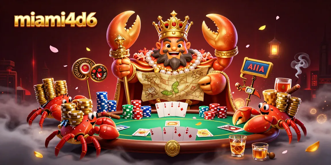 Experience the thrill of winning with miami4d6 in a vibrant poker scene featuring a golden crab emperor.