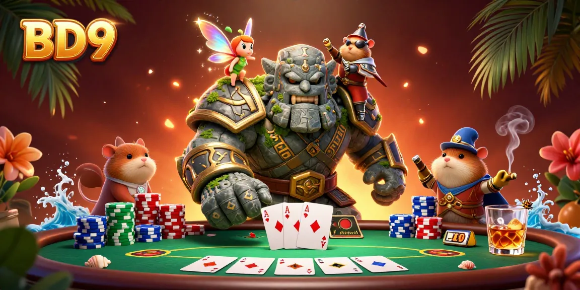 Experience the thrill of BD9's dynamic gaming with a magical scene of characters and casino elements.