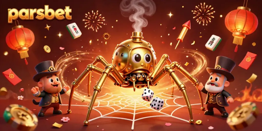 Parsbet'de şans oyunları için stratejik bir web tasvir eden 3D ilüstrasyon.