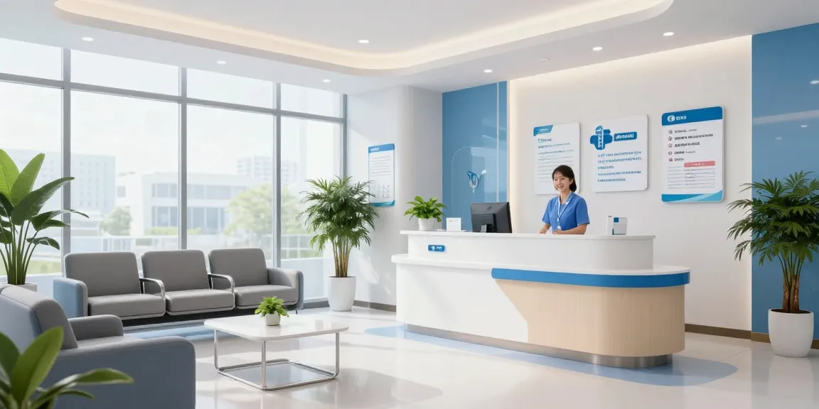 David Hoffmeister reviews within a modern healthcare clinic setting focused on patient care and wellness services.