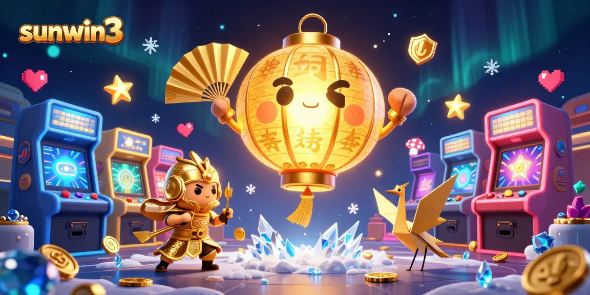 Experience exhilarating gameplay at sunwin3 with a captivating illustration of a golden lantern spirit and gaming elements.