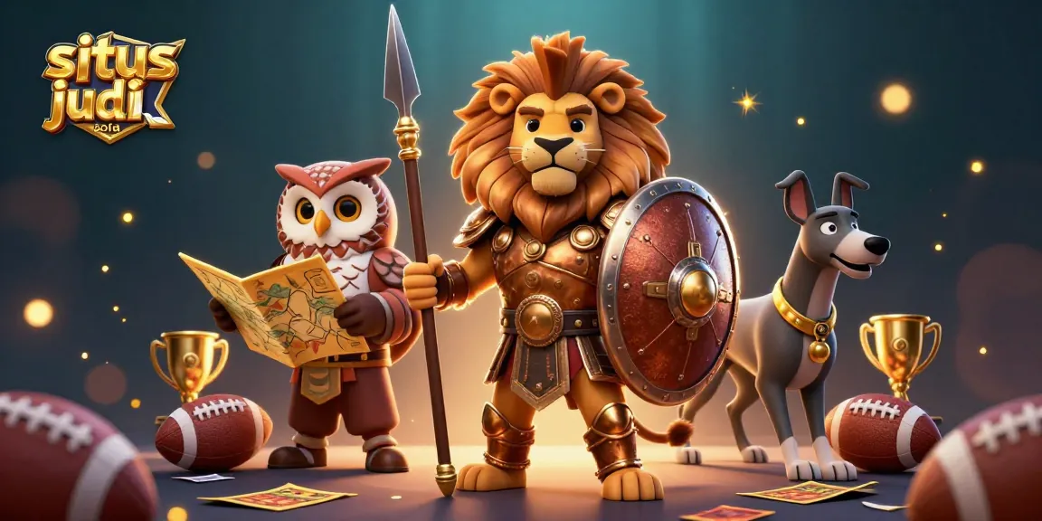 Engage in situs judi bola action with dynamic characters and vibrant casino elements surrounding them.