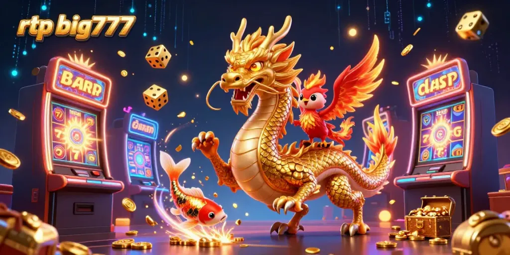 Experience the exhilaration of big wins with rtp big777 showcasing vibrant casino games and a lucky dragon.