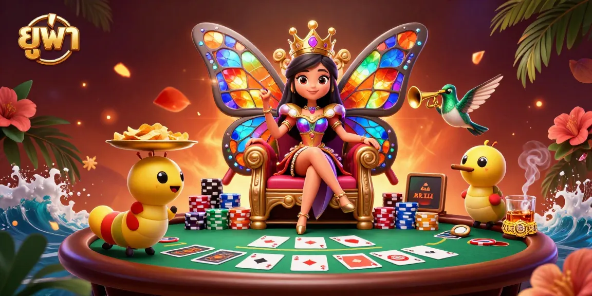 Engage with ยูฟ่า casino gaming as vibrant characters play poker amidst a richly detailed casino setting.