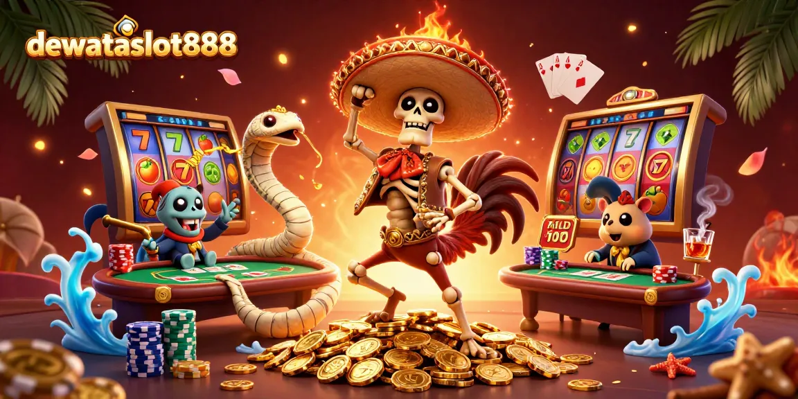 Permainan slot menarik di dewataslot888 dengan karakter kartun dan suasana kasino yang meriah.