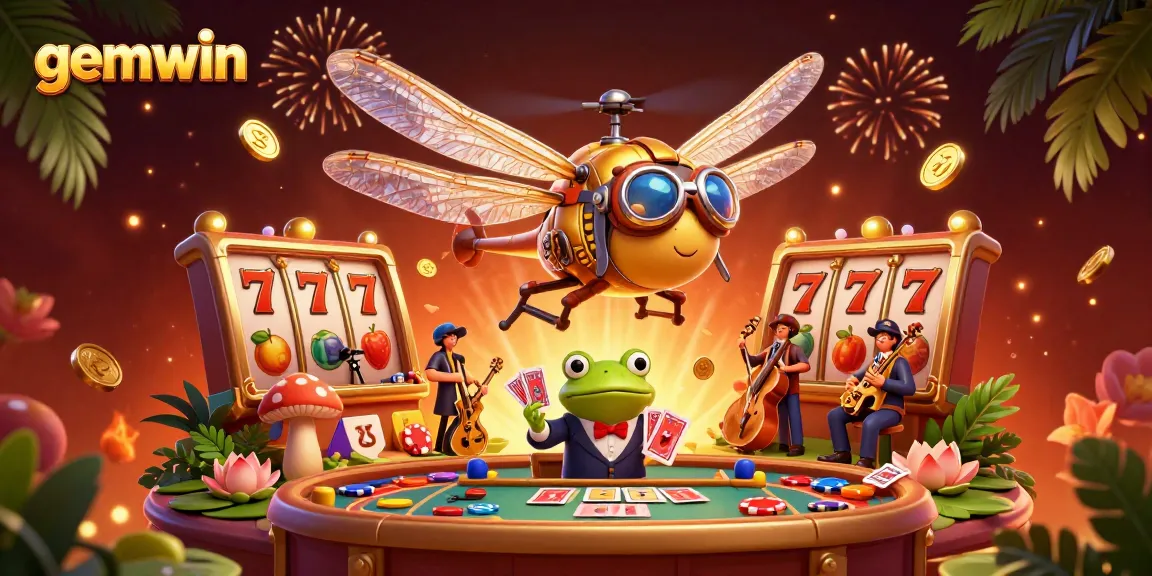 Experience thrilling wins at gemwin's vibrant casino scene with unique game elements and festive atmosphere.