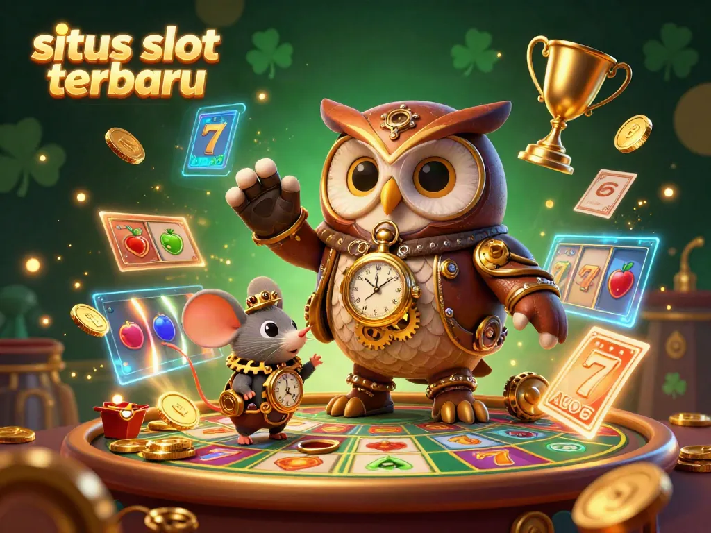 Menghadirkan suasana kasino dengan slot teranyar dan karakter pelindung berupa burung hantu dalam gear steampunk.