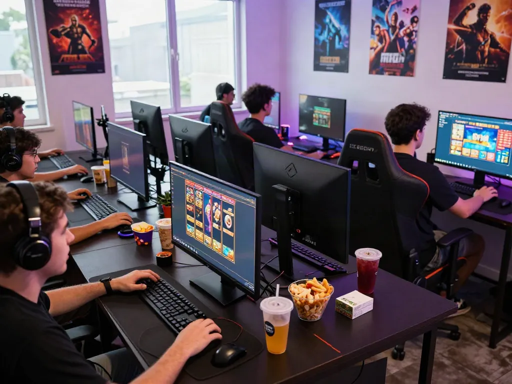 Dynamic gaming atmosphere featuring players enjoying akunjp slot games online.