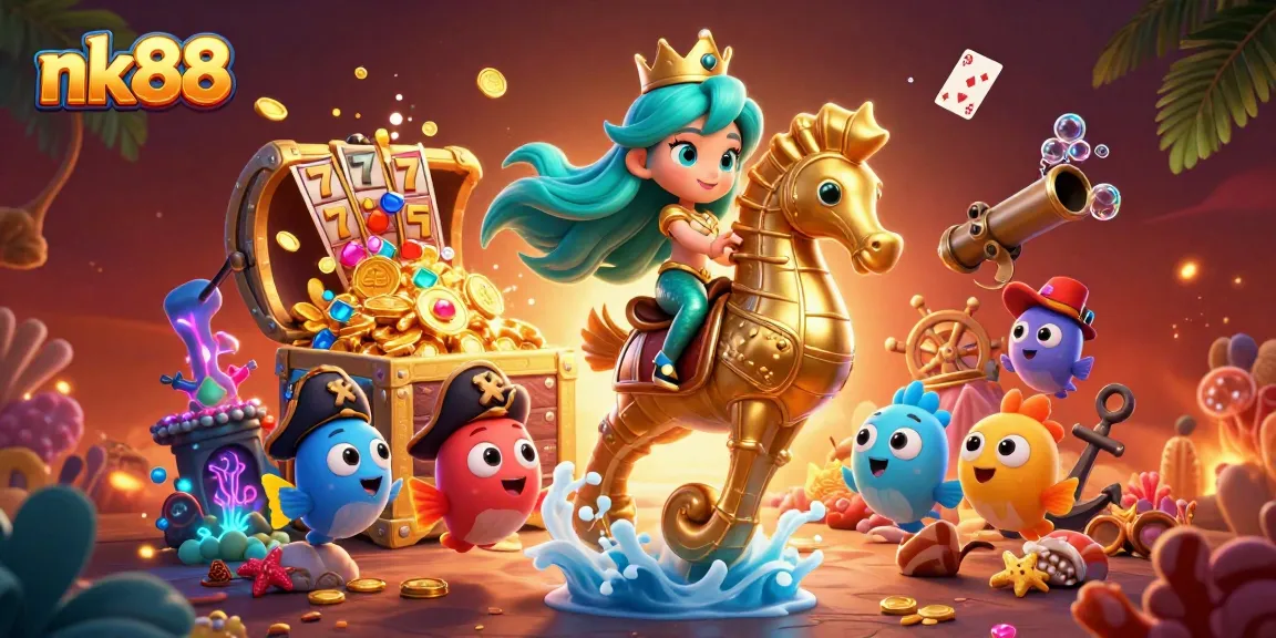 Experience the thrilling winning opportunities with nk88 in this vibrant underwater casino scene filled with colorful elements.