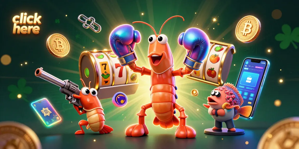 Click here to spin and win in this vibrant online casino illustration featuring dynamic slot elements.