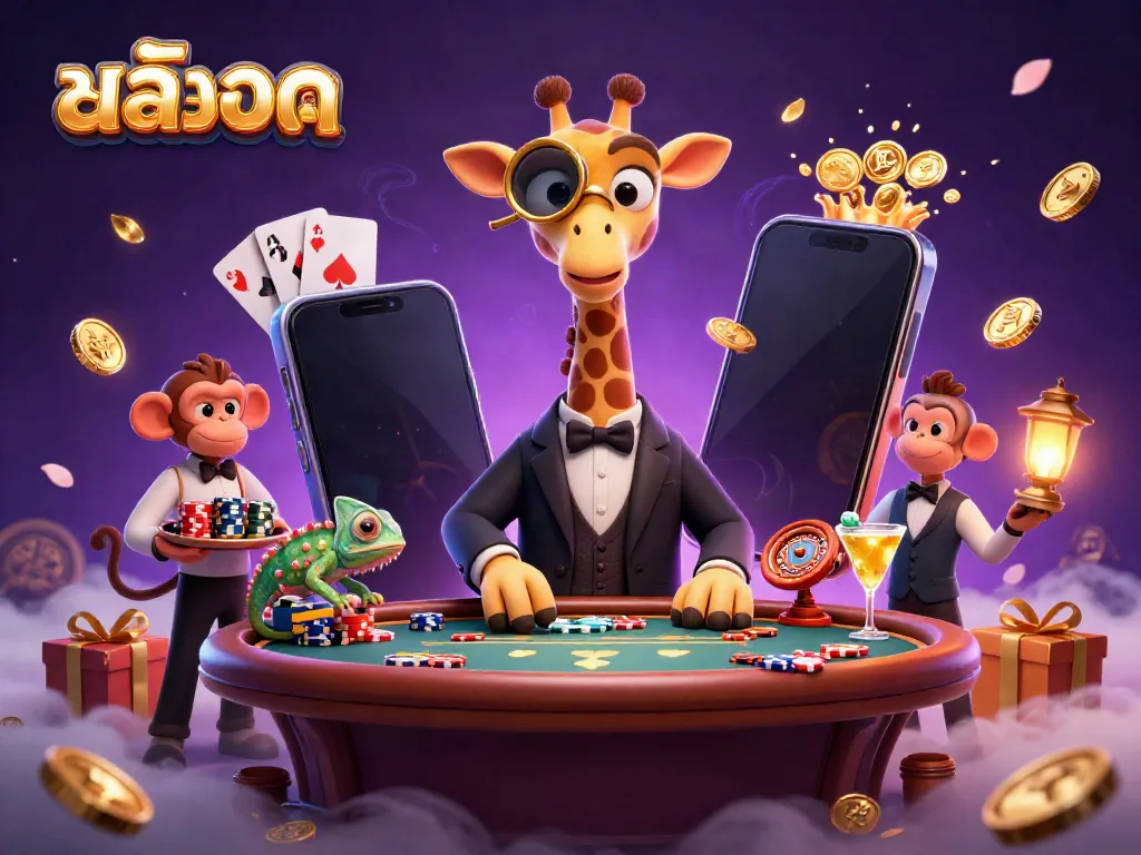 เกมสล็อตที่น่าตื่นเต้นในภาพการ์ตูนที่แสดงถึงความสุขของการเล่น สล็อต