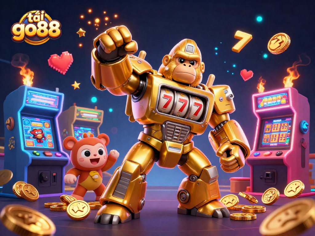 Play exciting games and win big with tải go88 featuring a golden gorilla mech and dynamic slot elements.