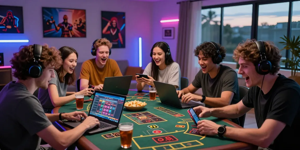 LUCK8 online gaming group enjoying thrilling multiplayer casino games in a vibrant atmosphere