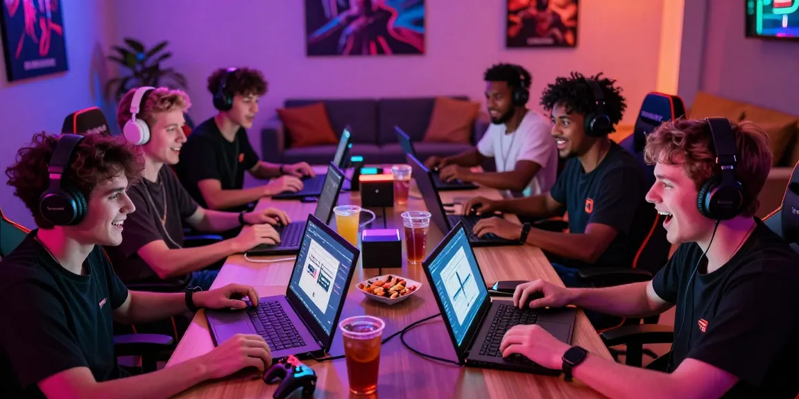 Players engaged in a competitive gaming session on the Playinexch platform, surrounded by vibrant lighting and gaming gear.