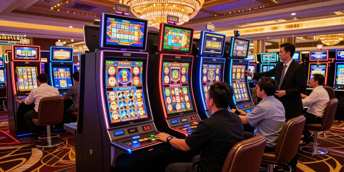Players experiencing excitement with slot gacor machines in a vibrant casino setting.
