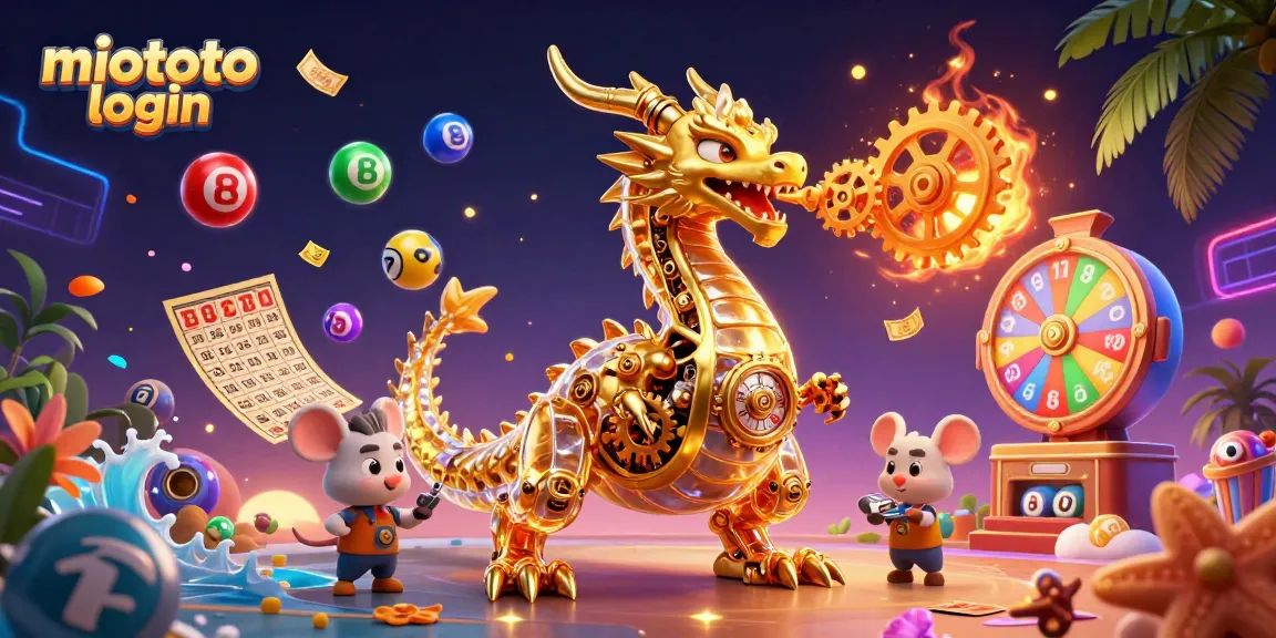 Engage with miototo login through colorful lottery elements and an enchanting dragon scene.