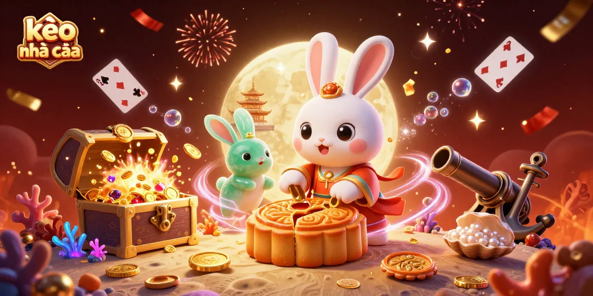 Engage with kèo nhà cái in an exciting scene featuring a moon rabbit and casino elements.