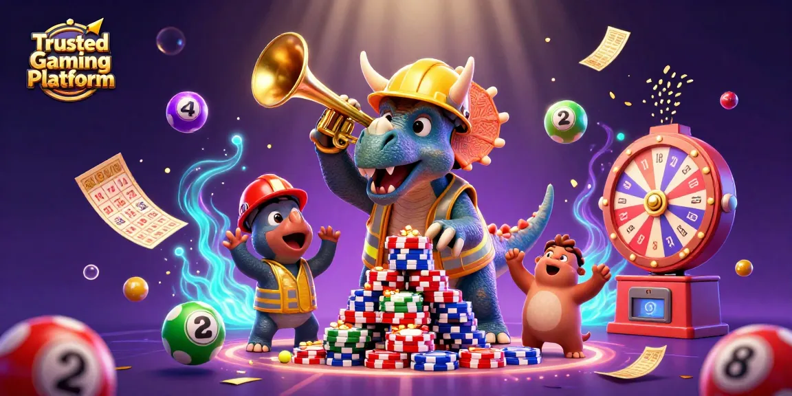 Experience the Trusted Gaming Platform as colorful lottery dynamics surround a fun casino-themed celebration.