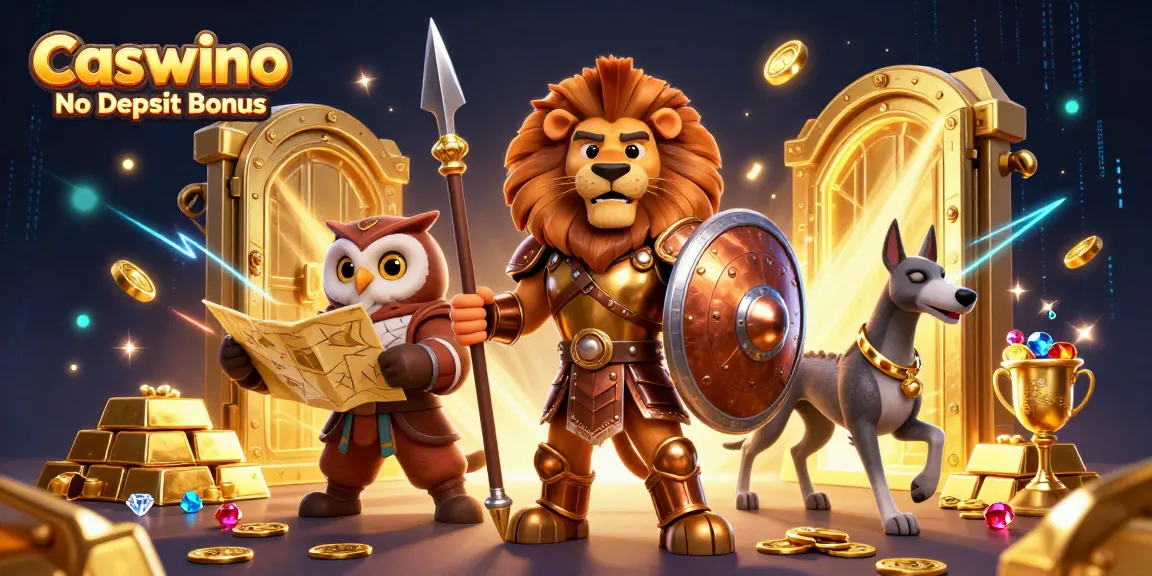 Experience Caswino No Deposit Bonus with this dynamic 3D casino illustration showcasing fun and excitement.