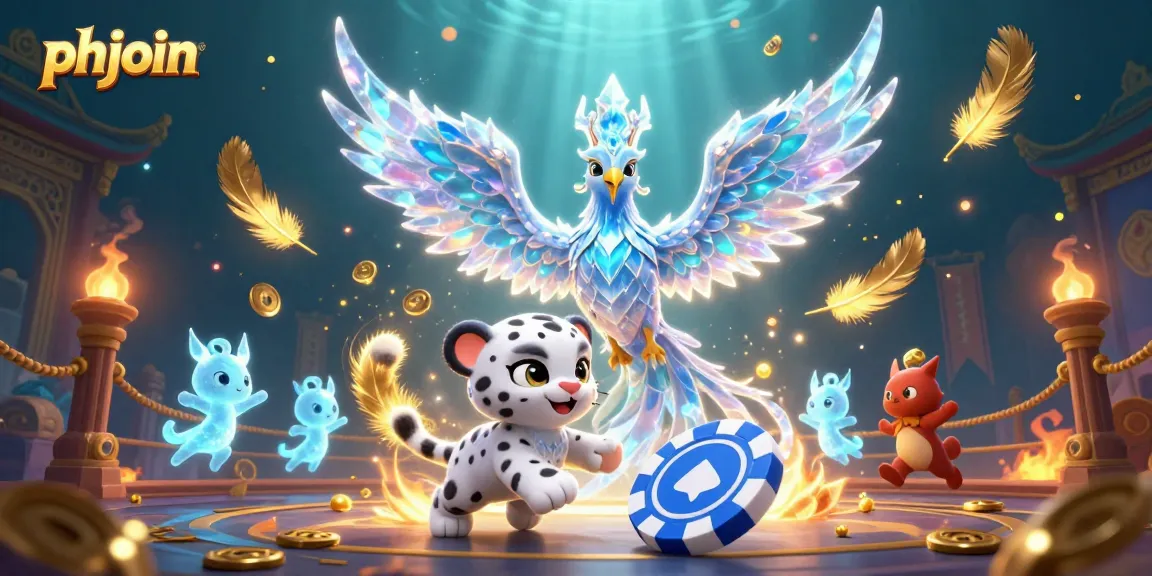 Engage with phjoin as the ice phoenix and snow leopard cub create a vibrant scene of casino action.