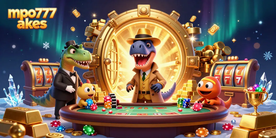 Engage with thrilling gameplay in mpo777 akses featuring a velociraptor card counter and treasure-filled blackjack table.