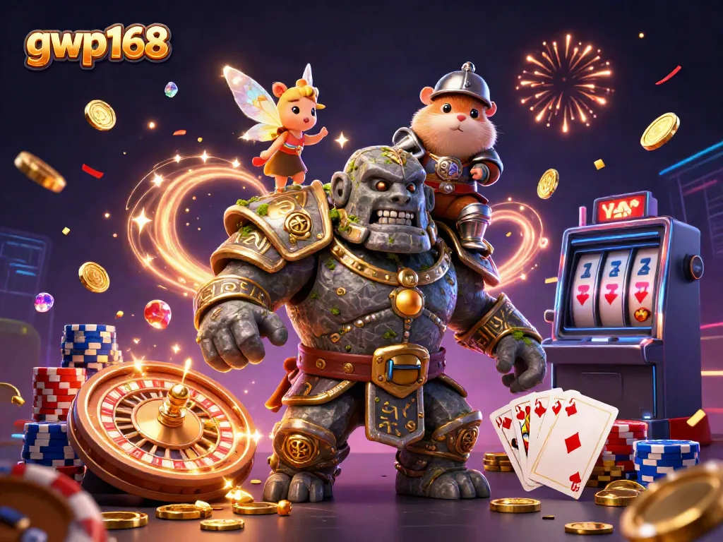 GWP168 menghadirkan petualangan judi luar biasa dengan golem, peri, dan hamster berperang.