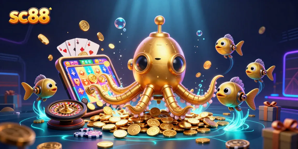 Experience thrilling wins with sc88 in a dynamic underwater casino scene featuring slot games and golden treasures.