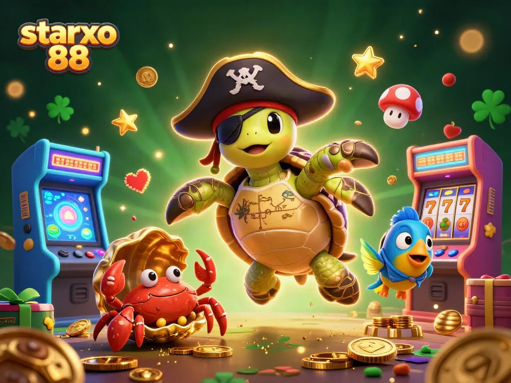 Engage with starxo 88 in a vibrant casino scene featuring animated characters and gaming elements.
