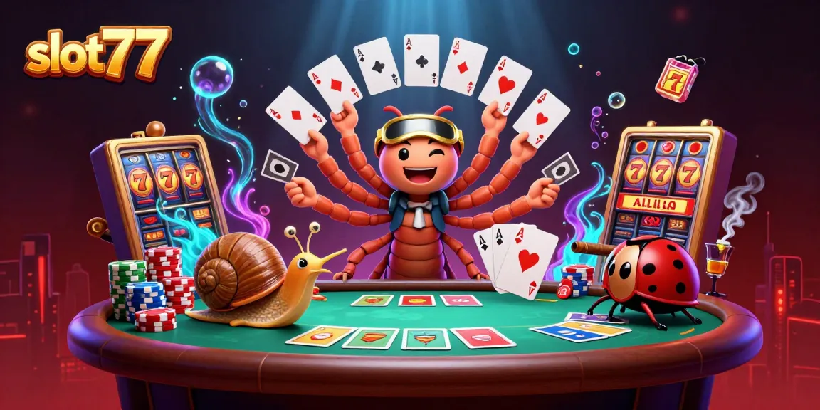 Spin and win on slot777 with a vibrant illustration of casino excitement and gaming elements.