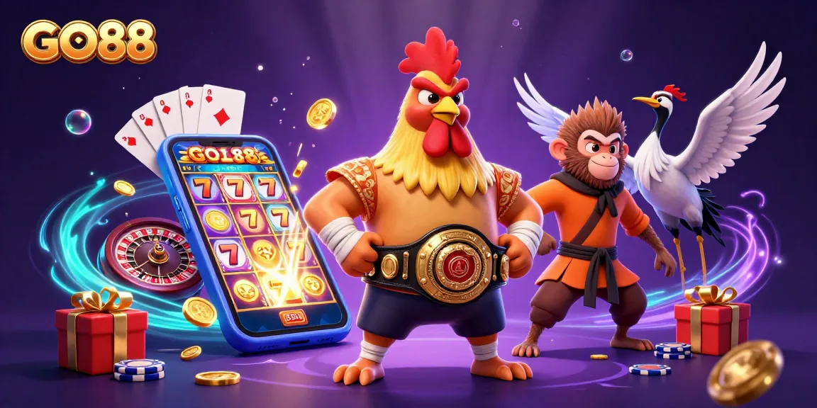 Experience thrilling gameplay with GO88 featuring exciting slot games, vibrant characters, and rich casino elements.