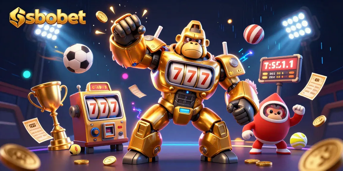 Experience sbobet betting action with a dynamic 3D illustration featuring exciting sports elements.