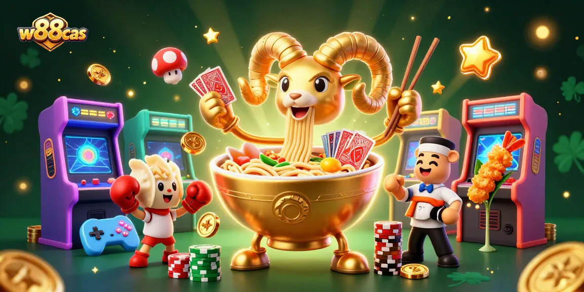 Experience thrilling gaming action at w88cas with vibrant characters and dynamic casino elements.