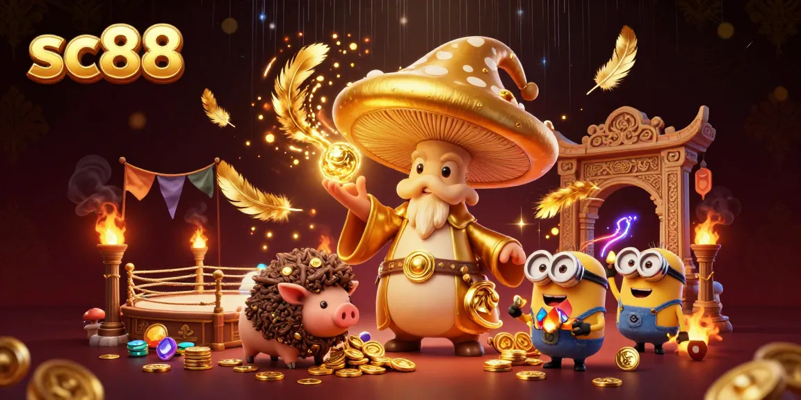 Experience the allure of sc88 with a magical illustration featuring a wizard and treasures.