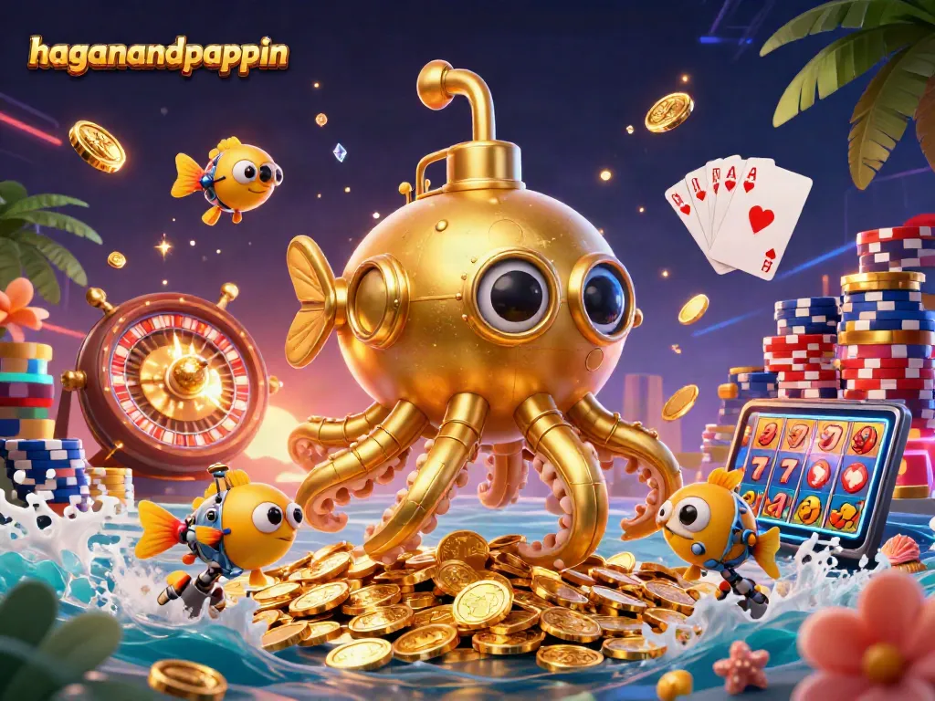 Experience the excitement of gambling at haganandpappin with vibrant casino elements and a thrilling underwater scene.