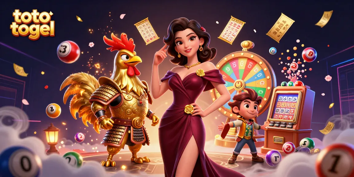 Engage with toto togel through colorful lottery elements and a glamorous warrior scene.