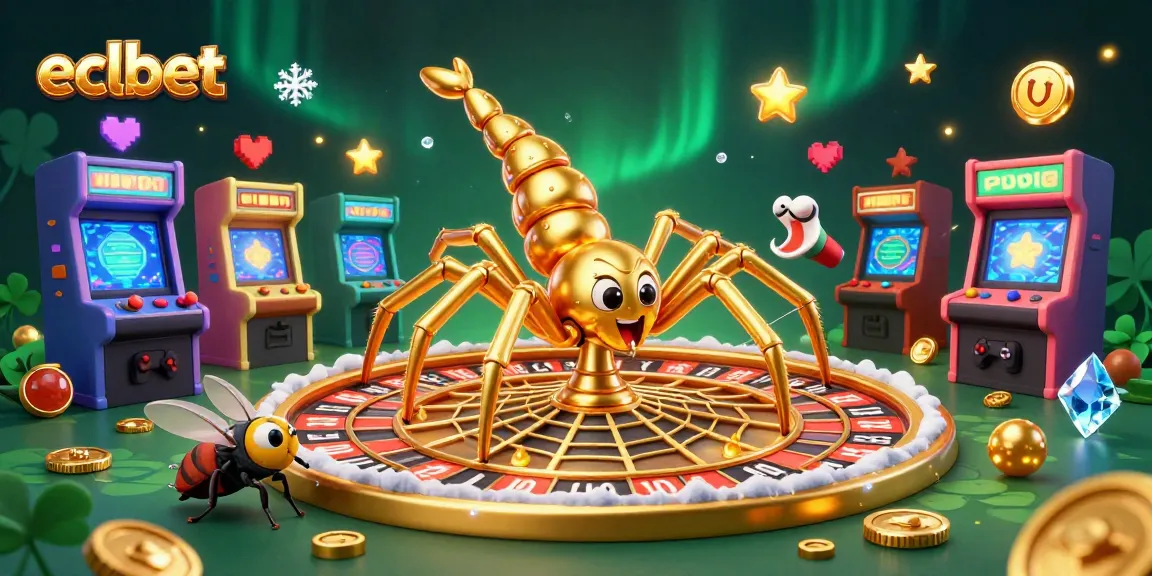 Join the excitement at eclbet's illustrated casino scene with lively characters and gaming elements.