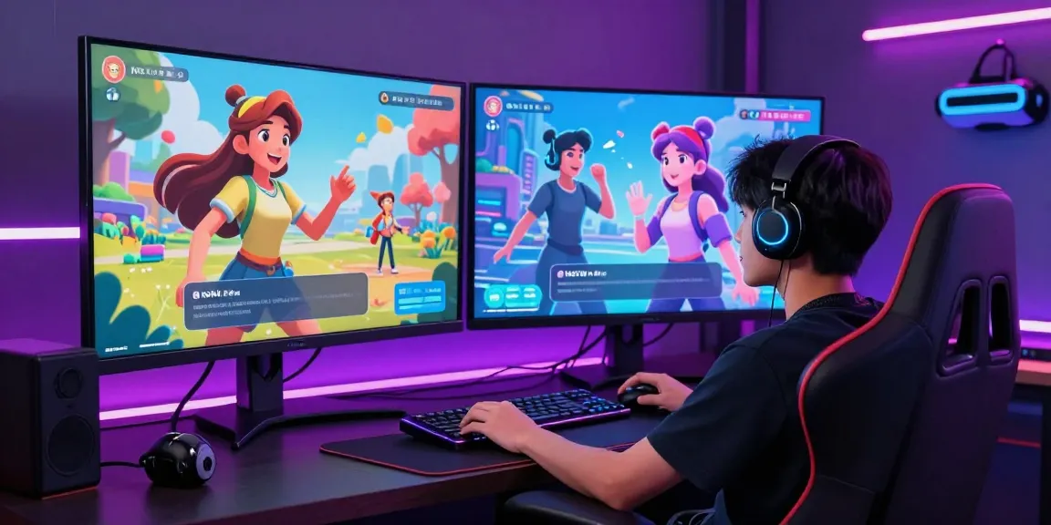 Engaging nsfw ai chat experience with animated characters and vibrant gaming setup